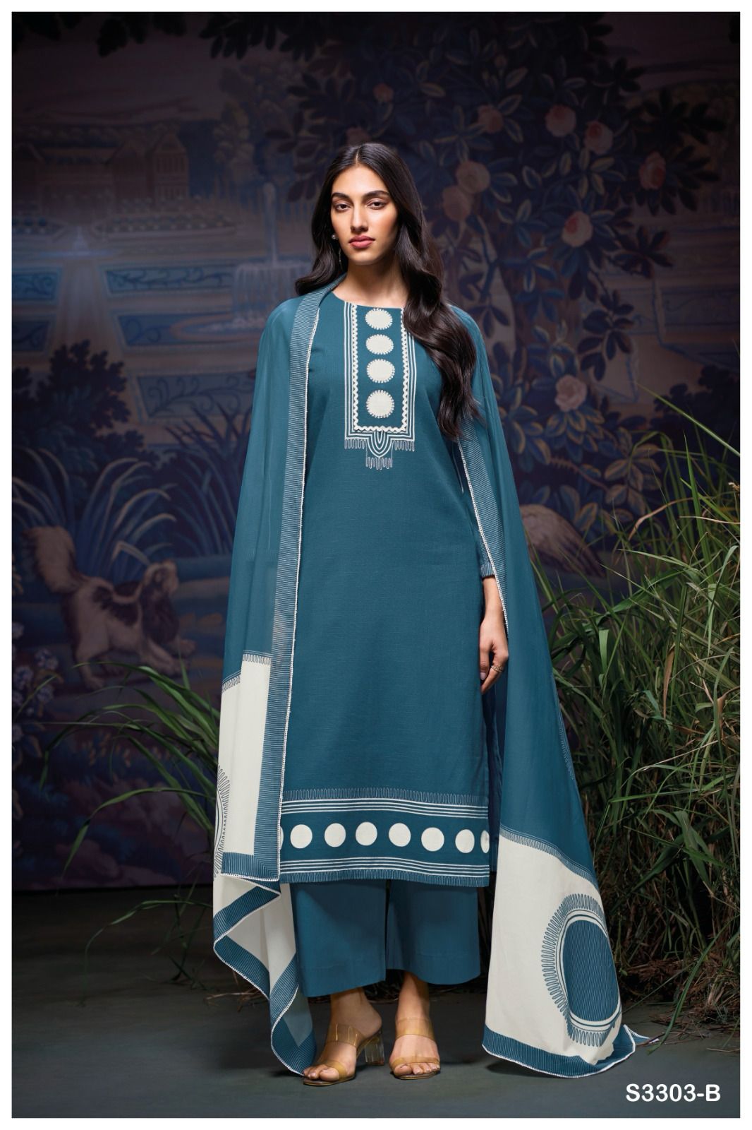 Devanie 3303 by Ganga Cotton LinenWholesale Salwar Suit Suppliers In Mumbai