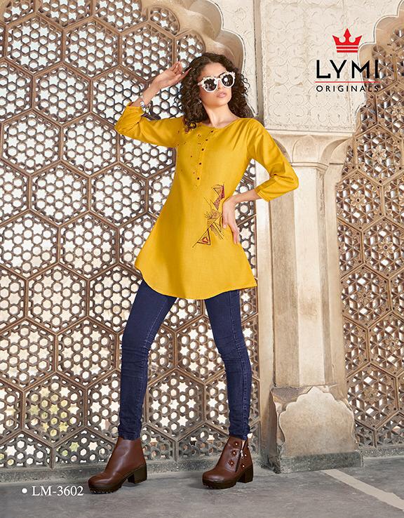 Lymi Artwork Latest Designer Casual Wear Three-Fourth Hand Embroidery Work Short Tops Collection 