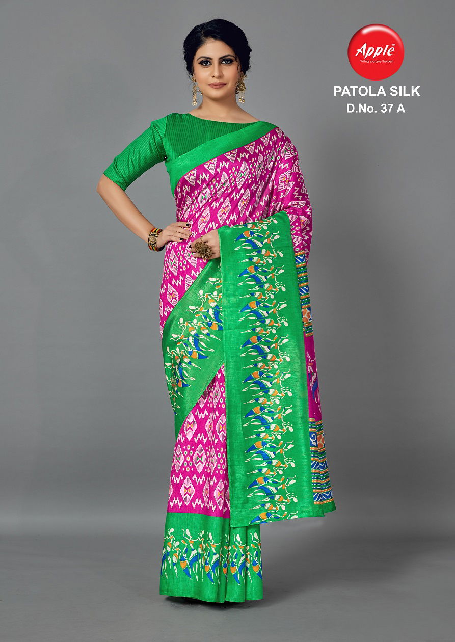 Apple Patola Silk 37 Latest Designer Fancy Casual Wear Printed Art Silk Saree Collection
