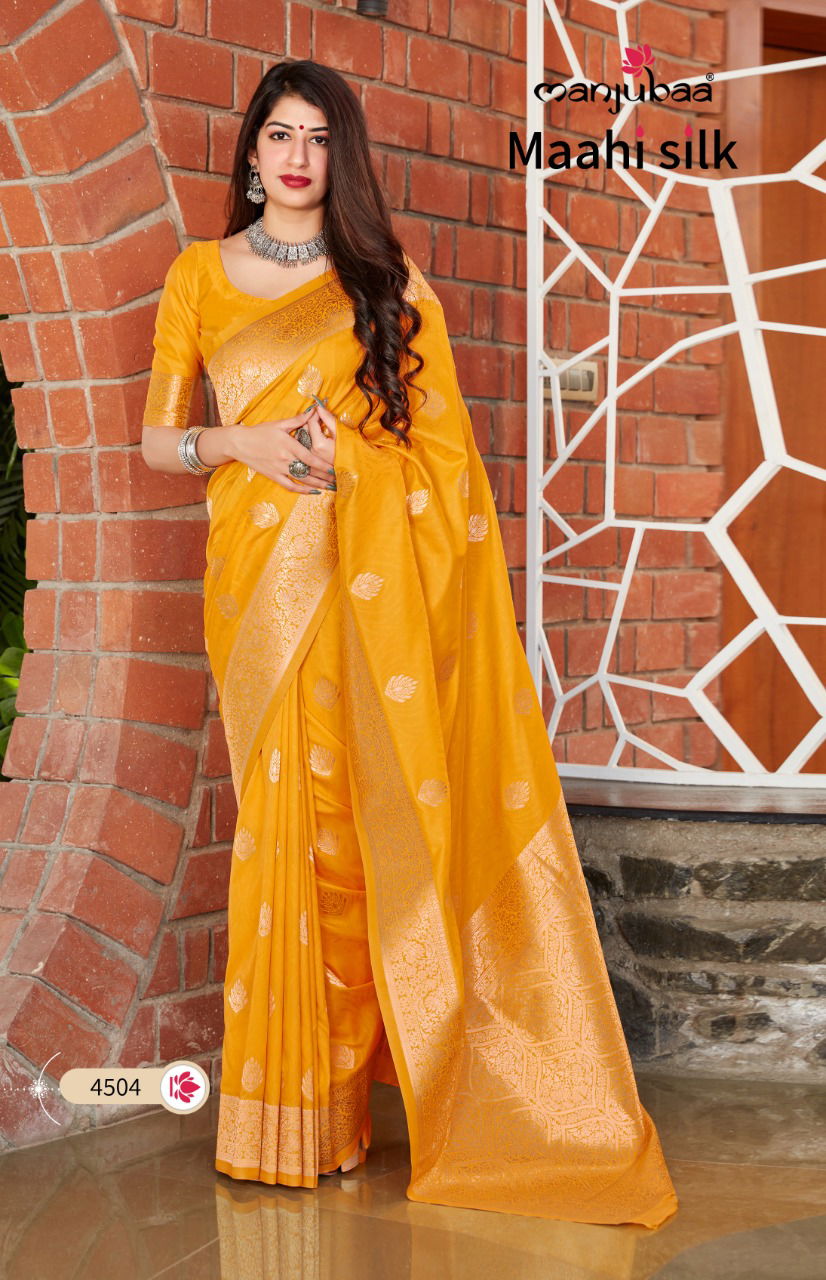 Manjubaa Maahi Latest fancy Heavy Silk Festive Wear Soft silk weaving Sarees Collection