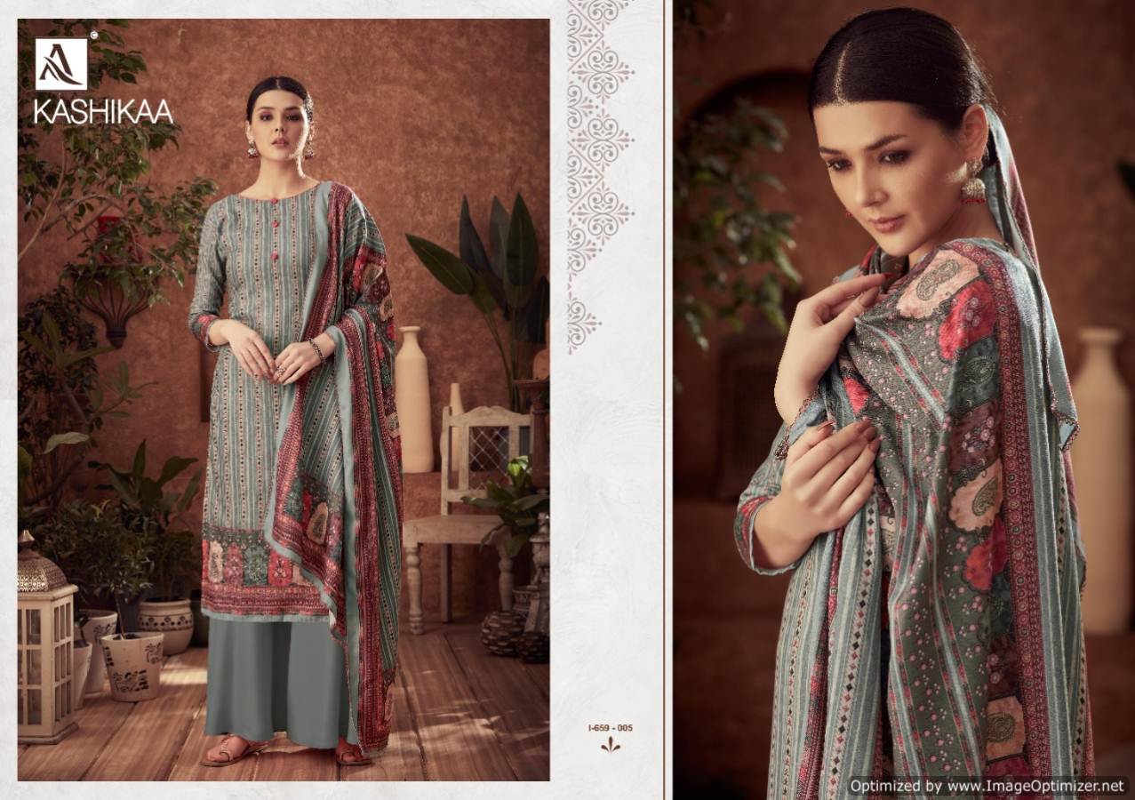 Alok Kashikaa Latest Designer Pure Wool Pashmina Digital Printed With Swarovski Diamond Work Salwar Suit Dress Material Collection