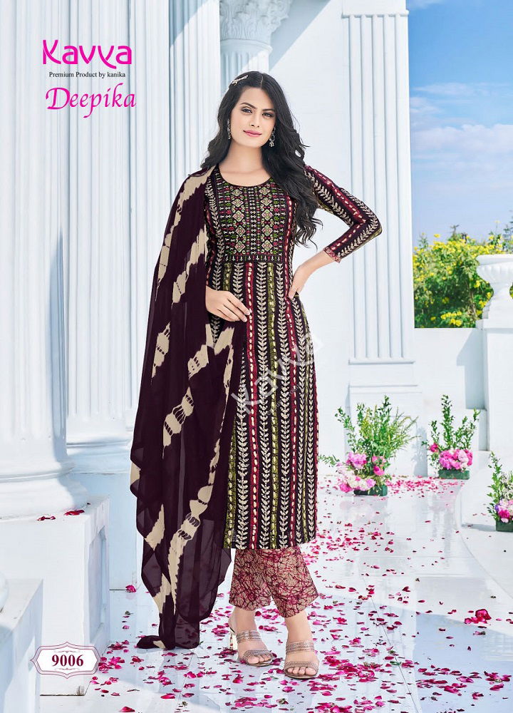 Deepika Vol 9 By Kavya Straight Embroidery Kurti With Bottom Dupatta Wholesale Shop In Surat
