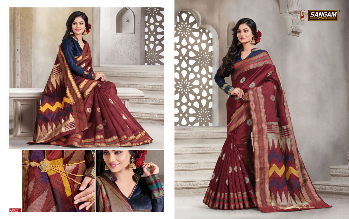 Sangam Shantiniketan Latest Heavy Designer Festive Wear Handloom Silk Fancy Sarees Collection
