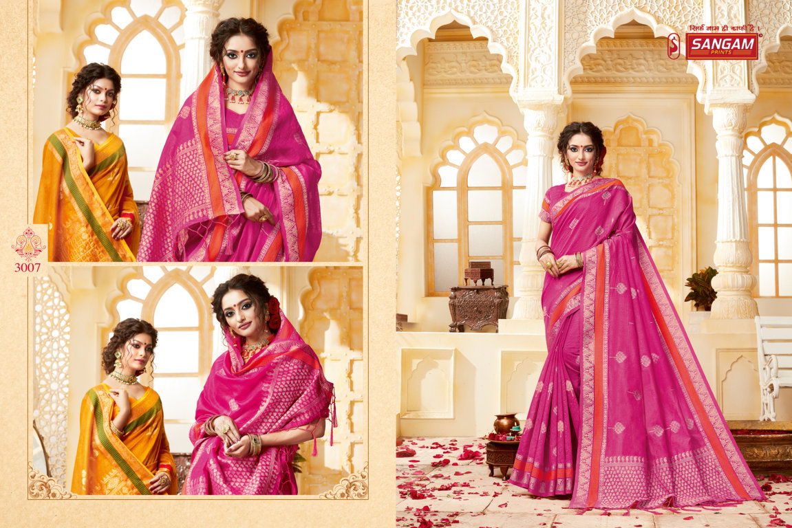 Sangam Indian Latest Fancy Festive Wear Designer Handloom Cotton Saree Collection

