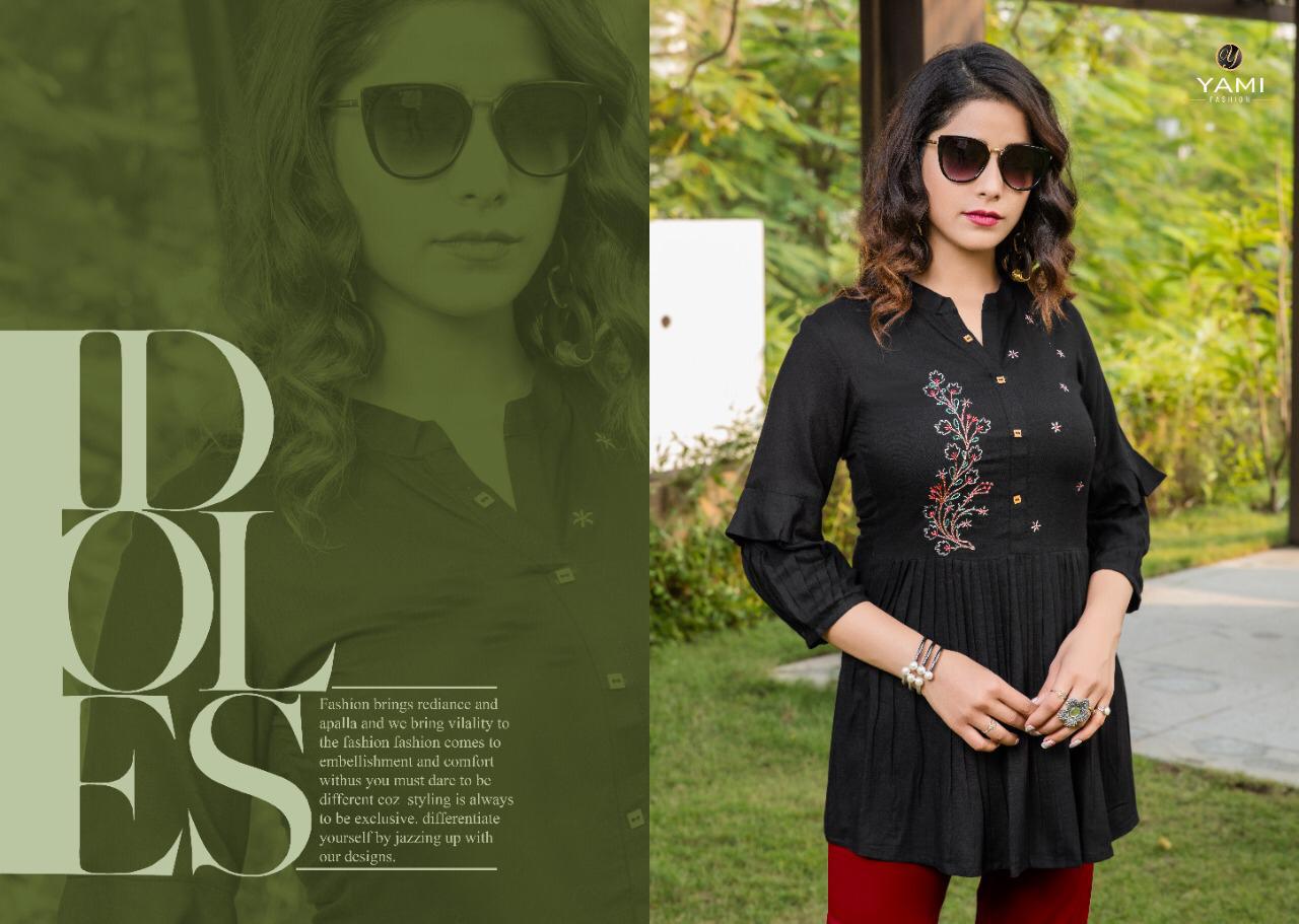 Yami Fashion Bold 2 Rayon Tops with Embroidery Designer Tops Collections