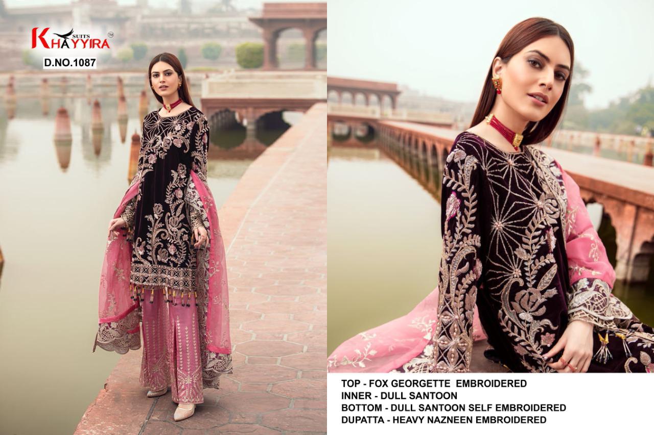 Khayyira Zebtan Fancy Festive Wear Faux Georgette Embroidery And Stone Work Pakistani Salwar Suits Collection