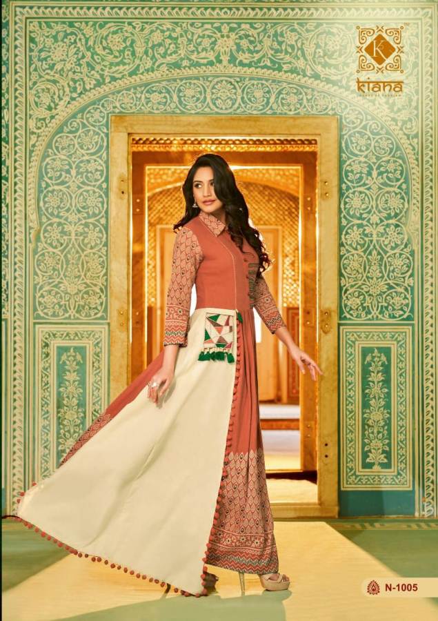 Kiana Nazrana Special Designer Festive Wear Long Cotton Kurtis Collection
