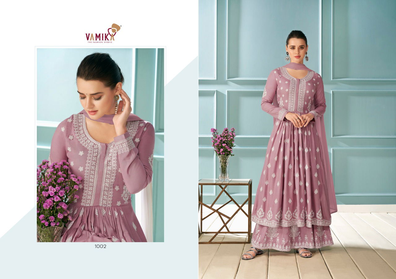 Vamika Lakhnawi 1 Exclusive Hit Festive Wear Designer Rayon Embroidery Work Fancy Ready Made Collection
