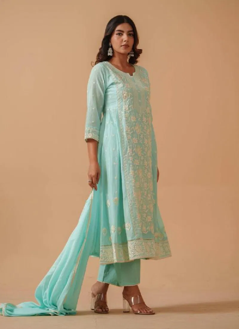 Chikankari By Psyna Cotton Anarkali Readymade  Suits Wholesale In India