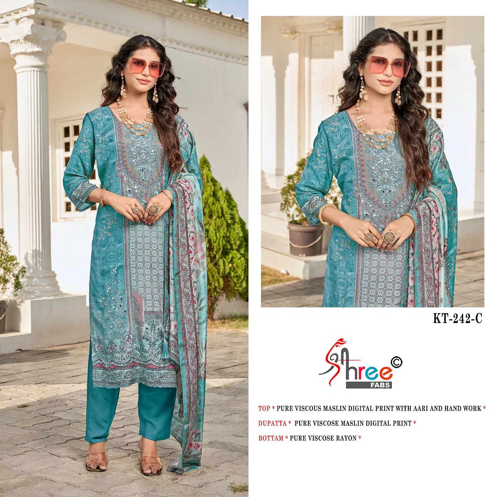 Shree Kt 242 Viscose Maslin Printed Wholesale Salwar Suits Suppliers In Mumbai