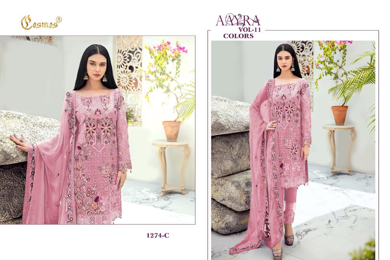 Cosmos Aayra 11 Colors Pakistani Wear Georgette Salwar Kameez Collection
