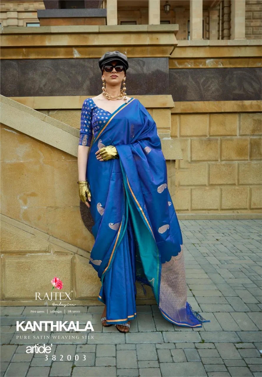 Kanthkala 382001 TO 382006 By Rajtex Pure Satin Handloom Weaving Silk Weddinge Wear Saree Suppliers In India
