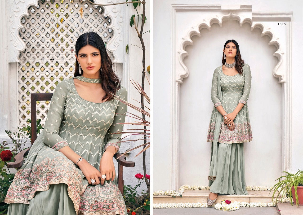 zaveri western wear 1023 festive wear viscose georgette embroidery salwar kameez collection