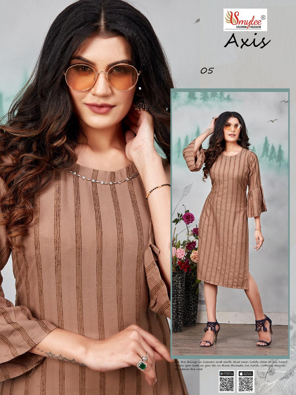 Smylee Axis Designer Latest Festive Wear Fancy Heavy Bombay Velvet Lining With Neck Work Kurtis Collection
