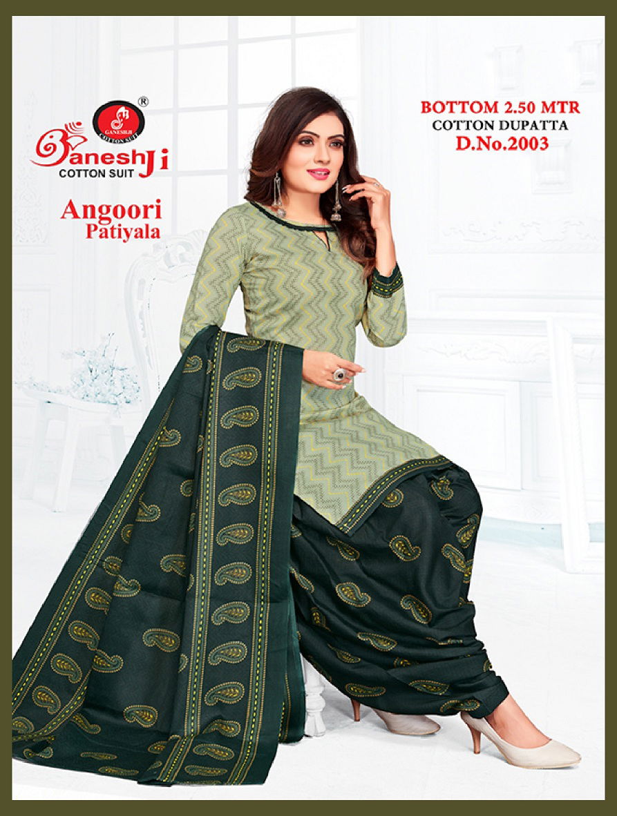 Ganeshji Angoori Patiala 2 Regular Wear Indo Printed Cotton Dress Material Collection