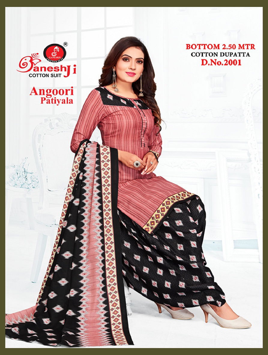 Ganeshji Angoori Patiala 2 Regular Wear Indo Printed Cotton Dress Material Collection