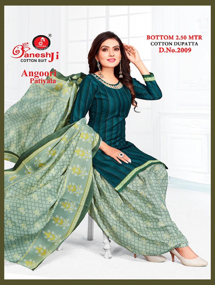 Ganeshji Angoori Patiala 2 Regular Wear Indo Printed Cotton Dress Material Collection