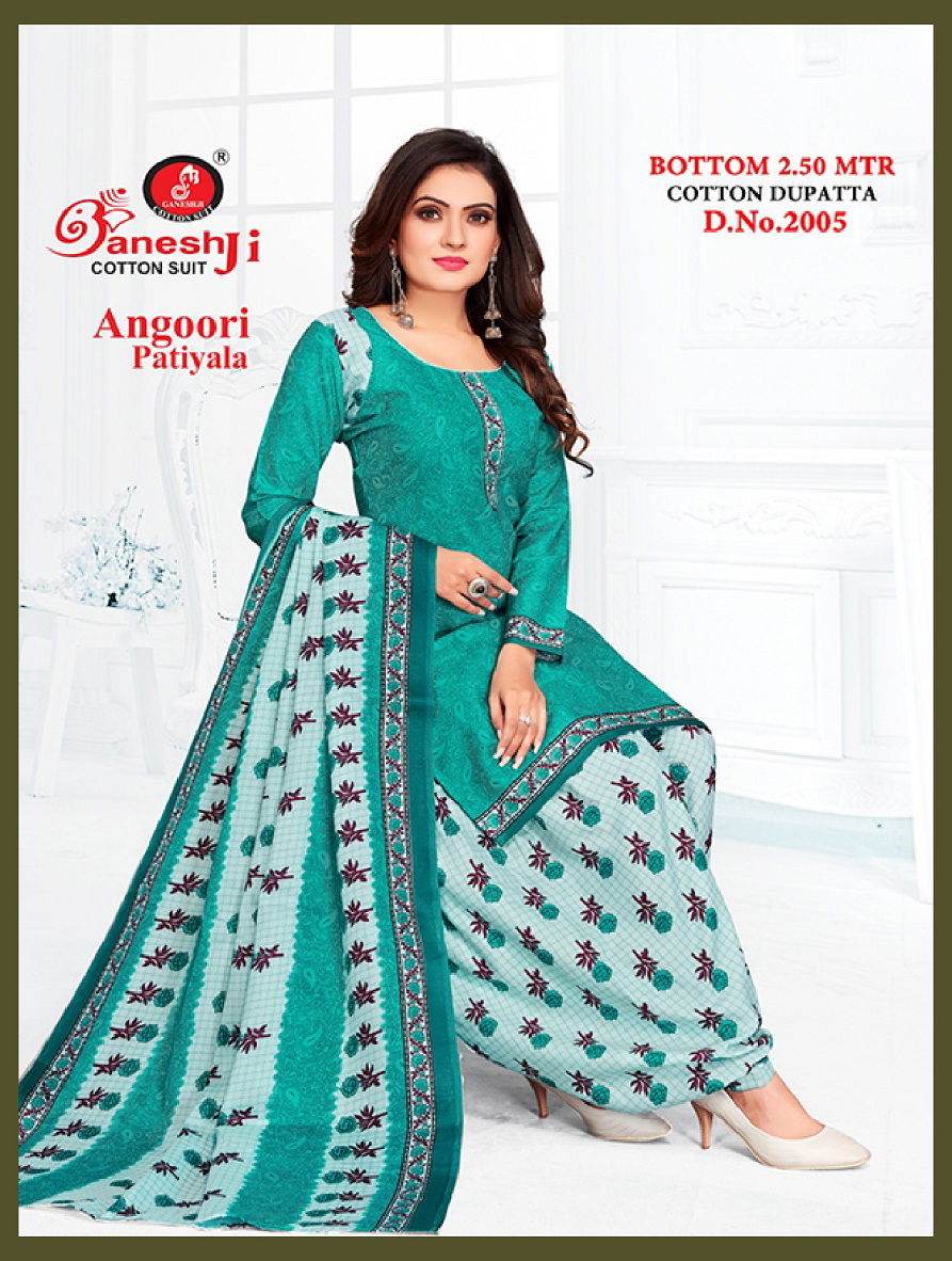Ganeshji Angoori Patiala 2 Regular Wear Indo Printed Cotton Dress Material Collection
