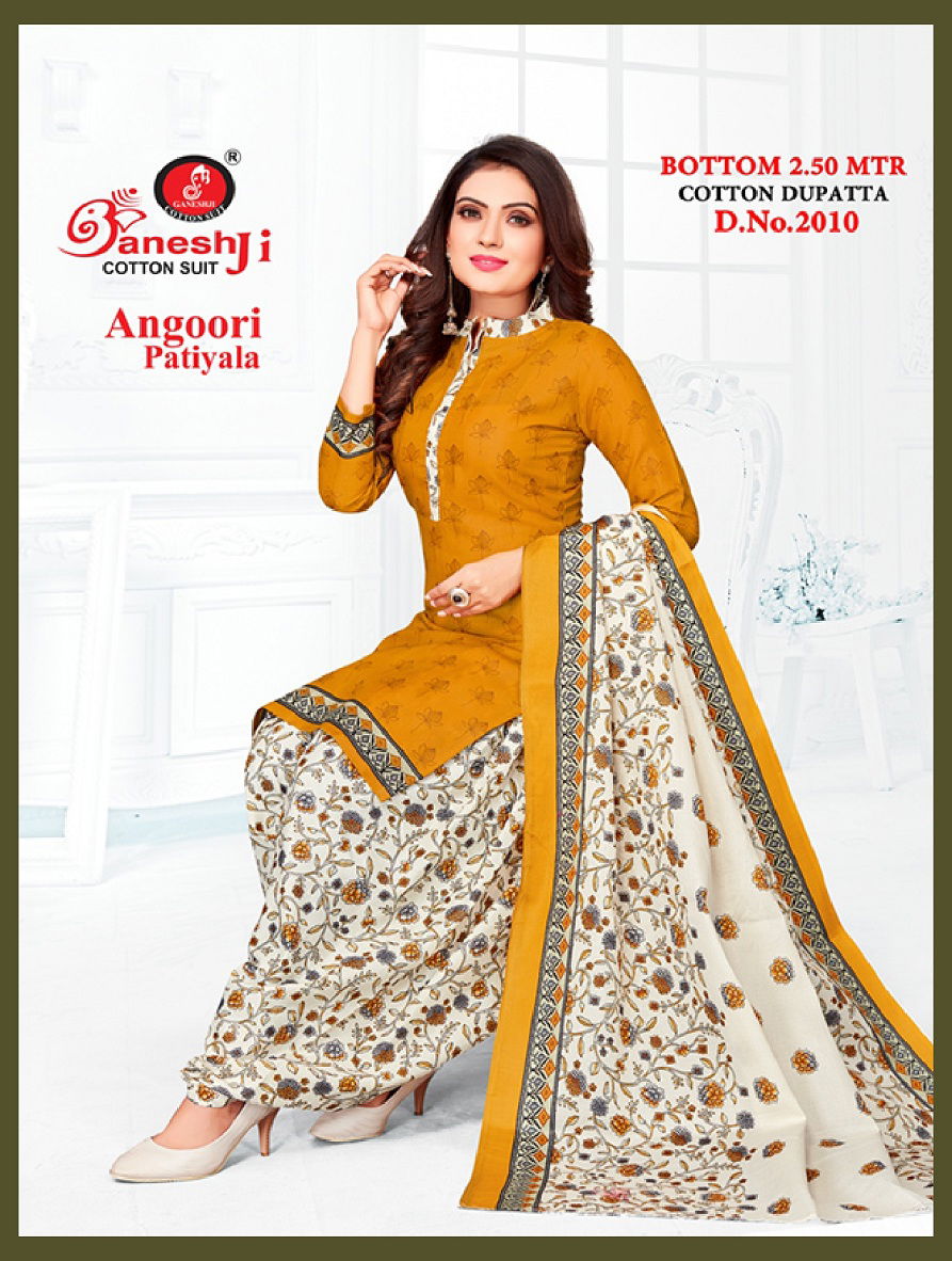 Ganeshji Angoori Patiala 2 Regular Wear Indo Printed Cotton Dress Material Collection