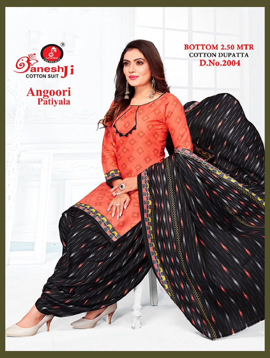 Ganeshji Angoori Patiala 2 Regular Wear Indo Printed Cotton Dress Material Collection