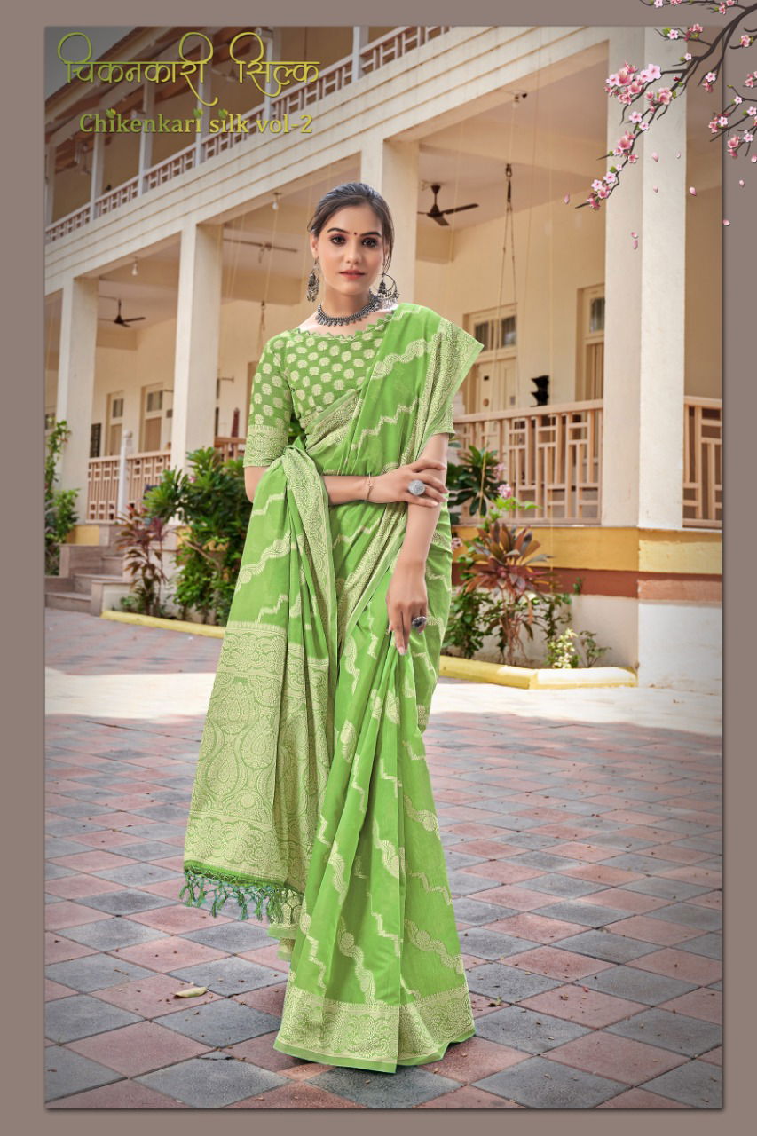 Chikankari Silk 2 Fancy Festive Wear Printed Cotton Saree Collection