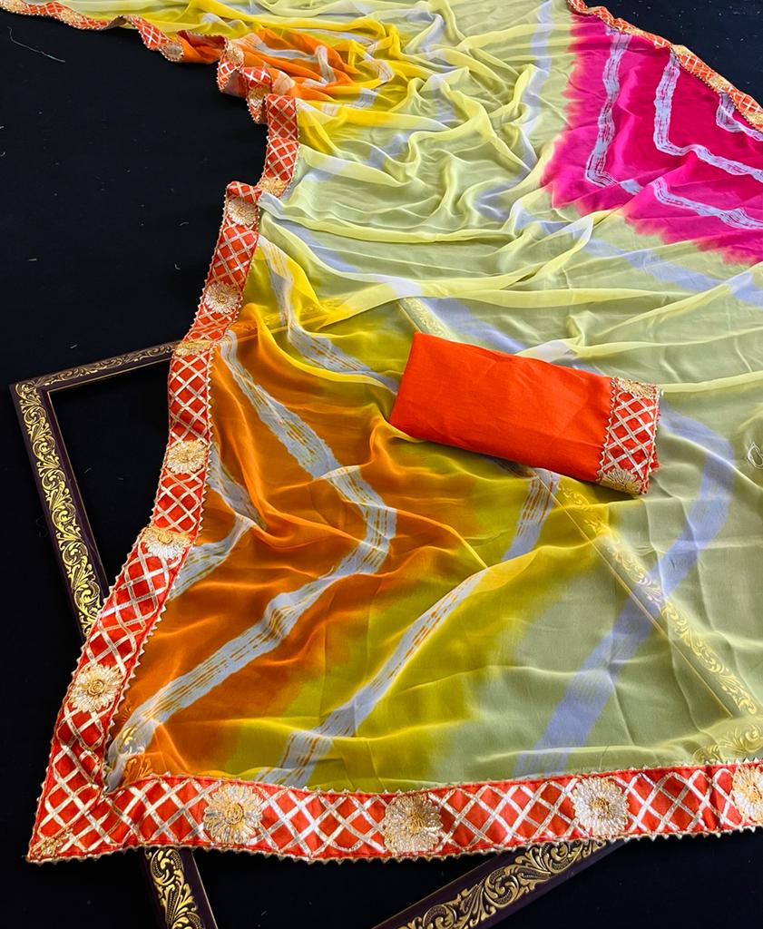 Mahek 84 Fancy Ethnic Wear Designer Printed Georgette Leheriya Bandhani Saree