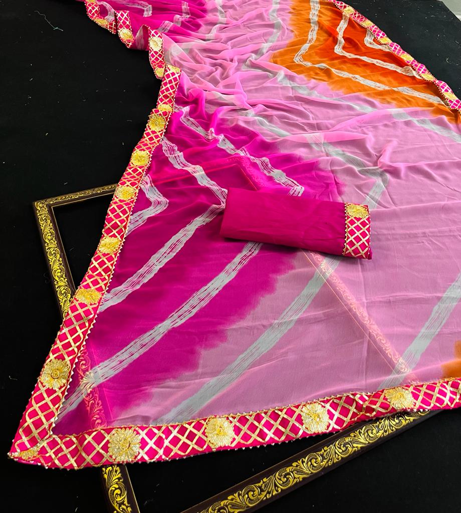 Mahek 84 Fancy Ethnic Wear Designer Printed Georgette Leheriya Bandhani Saree