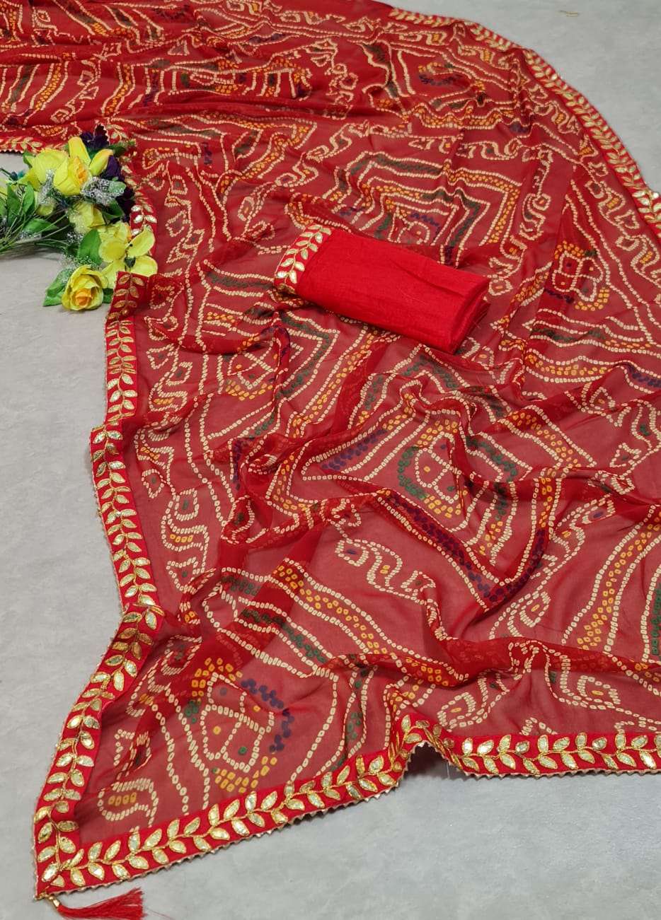 Mahek 84 Fancy Ethnic Wear Designer Printed Georgette Leheriya Bandhani Saree