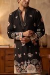 Black Outluk Wedding Vol 55 Lachaka Silk Mens Kurta With Pajama 5502