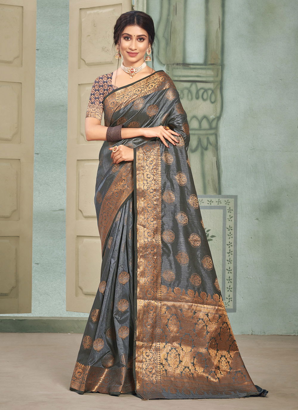 Sangam Aura Silk Fancy Festive Wear Designer Cotton Saree Collection