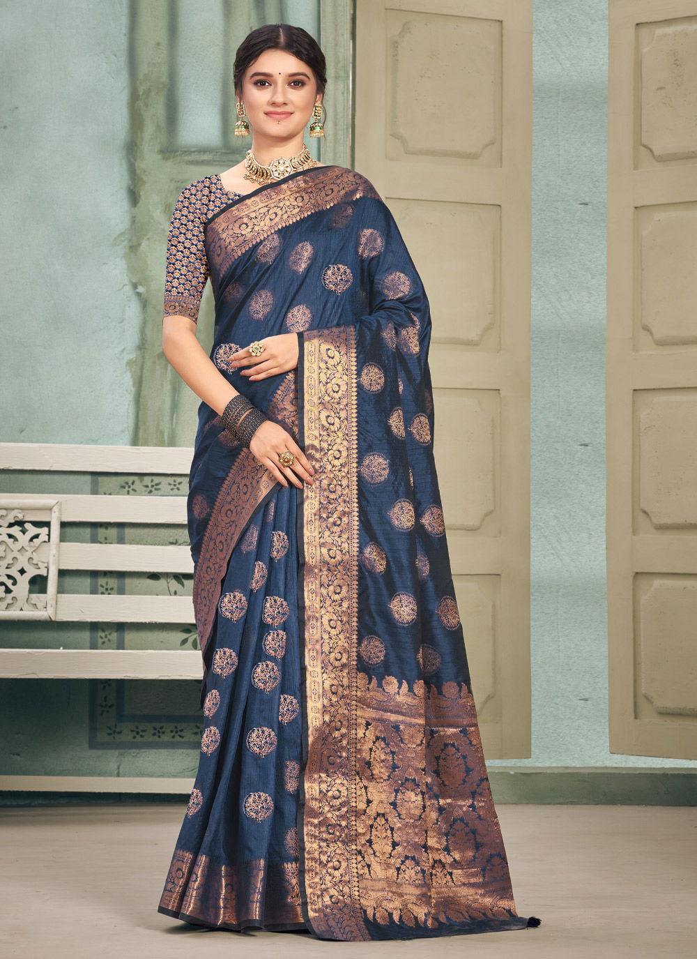 Sangam Aura Silk Fancy Festive Wear Designer Cotton Saree Collection