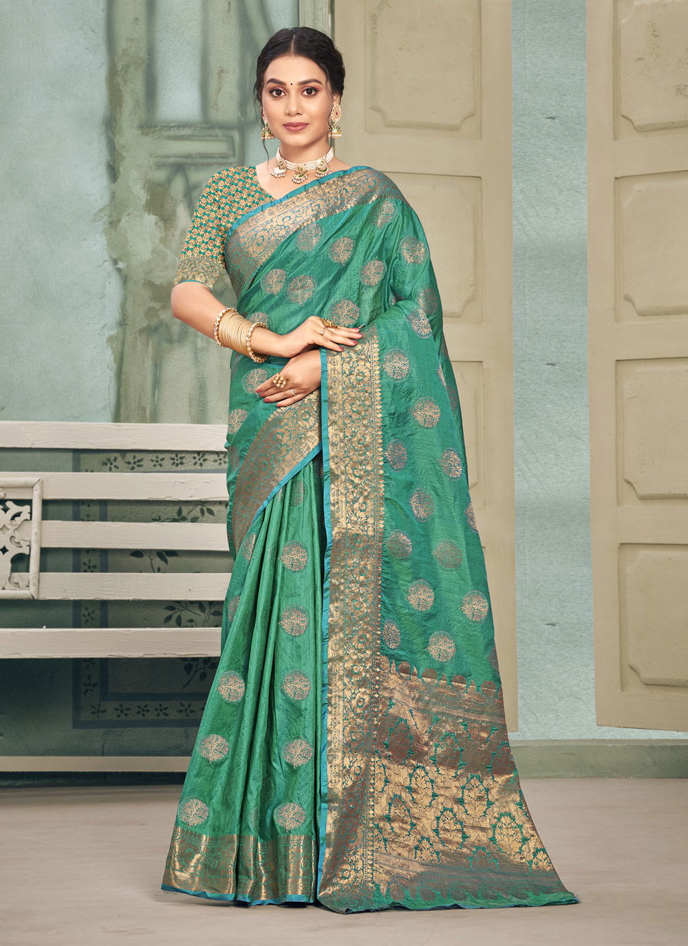 Sangam Aura Silk Fancy Festive Wear Designer Cotton Saree Collection