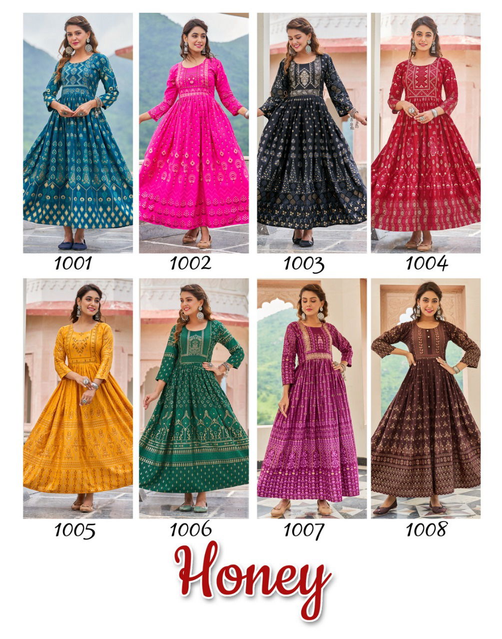 Radhika Honey 1 Rayon Printed Festive Wear Anarkali Kurti Latest Collection