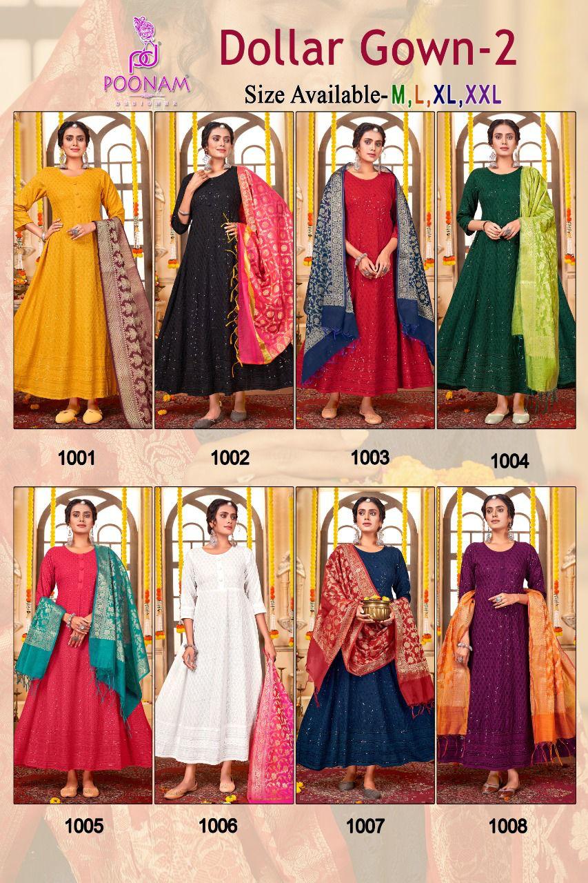 Poonam Dollar Gown 2 Wholesale Kurti With Dupatta Collection