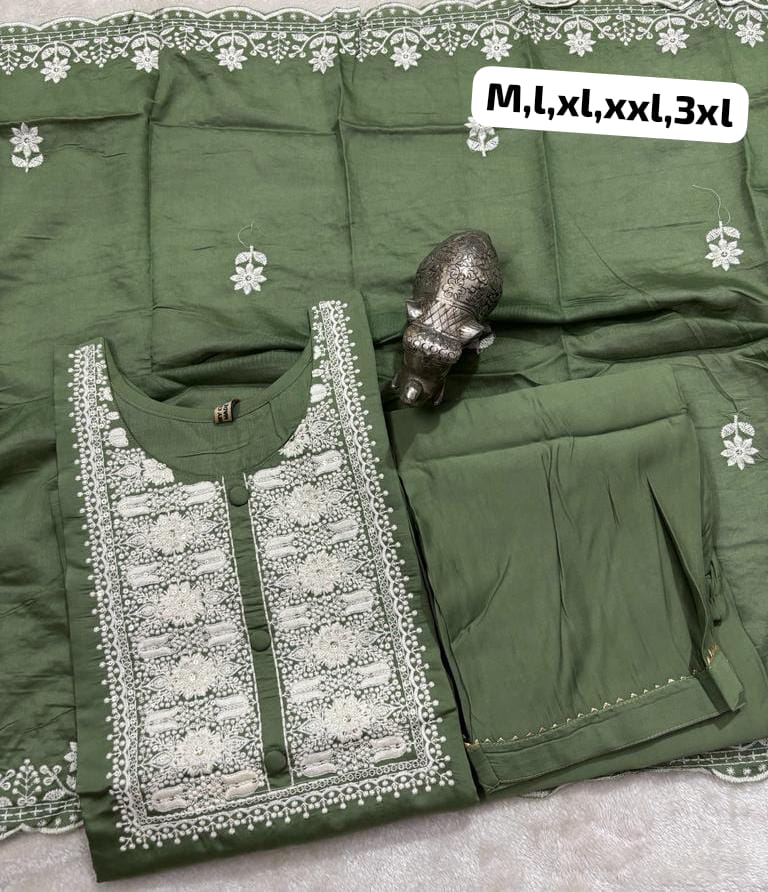Virat Heavy Work Non Catalog Kurti With Bottom Dupatta Catalog