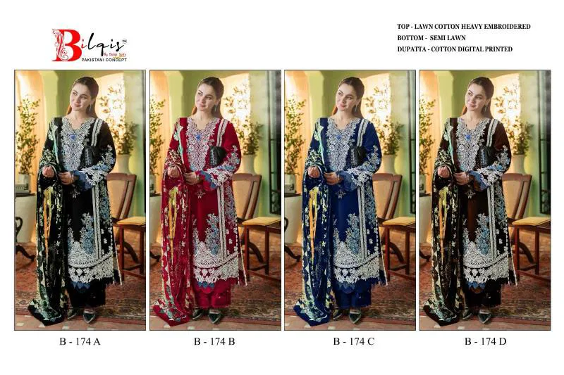 Bilqis B 174 Lawn Cotton Pakistani Wholesale Salwar Kameez Suppliers In Mumbai