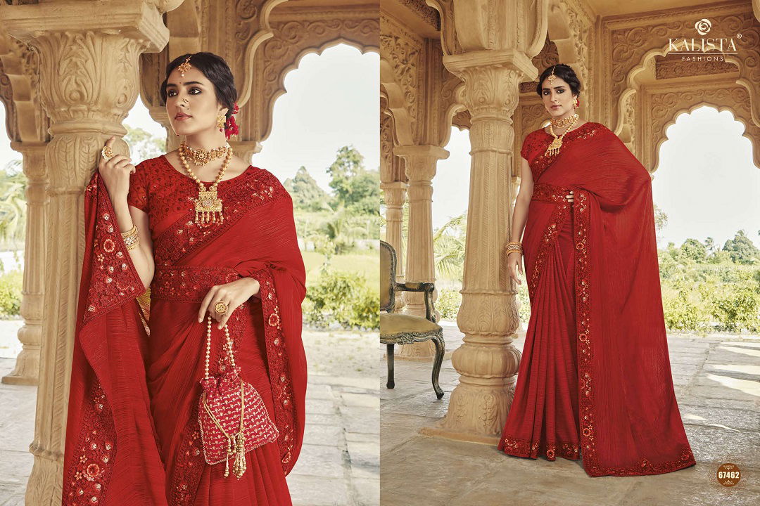 Kalista Cinderella New Stylish Fancy Party Wear Vichitra Silk Saree Collection