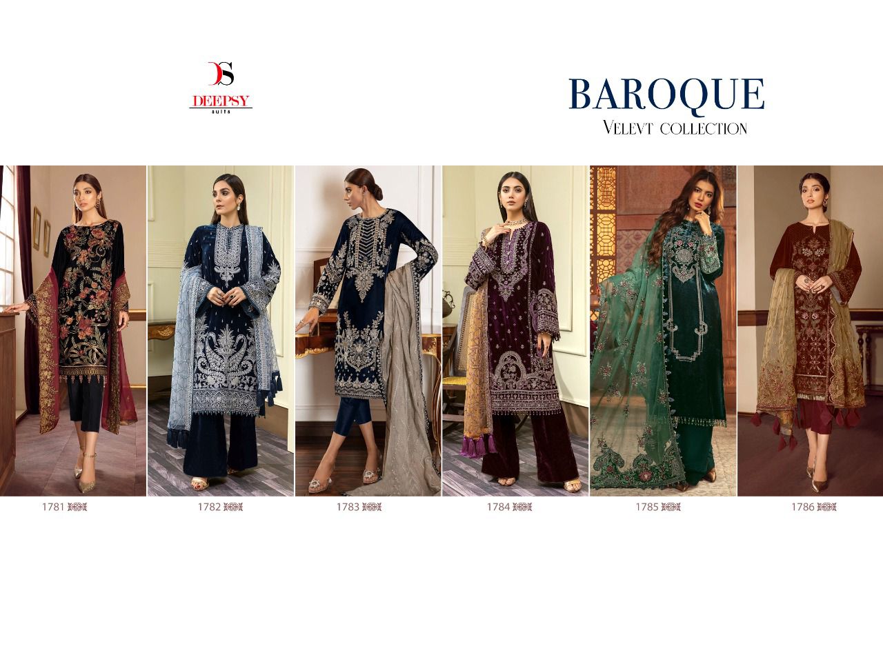 Deepsy Baroque Velvet New Exclusive Wear Fancy Embroidery Pakistani Salwar Suits Collection
