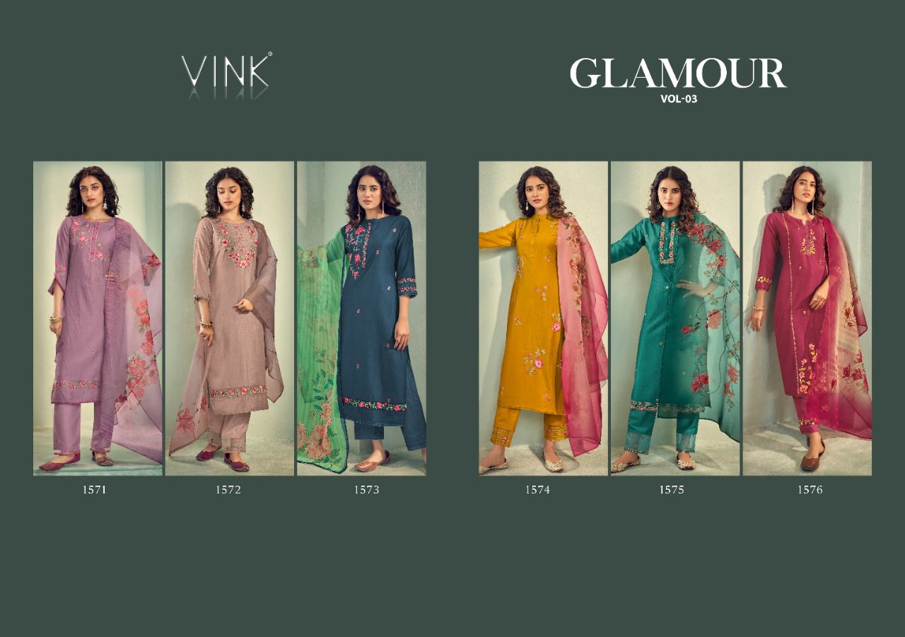 Vink Glamour 3 Fancy Printed Ethnic Wear Silk Ready Made Suit Collection