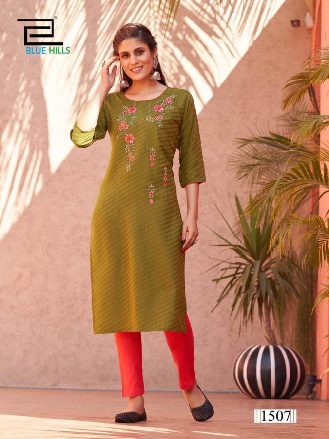 Blue Hills Colorbar 15 Latest Designers Fancy Wear Rayon Kurti Collection