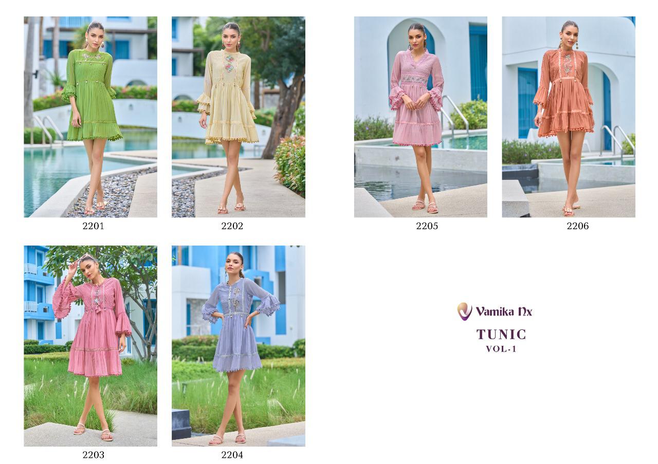 Vamika Nx Tunic 1 Fox Georgette Wholesale Short Top Collection