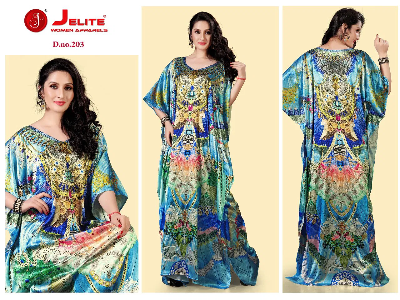 Jelite Unique Design Digital Printed Satin Kaftan Collection