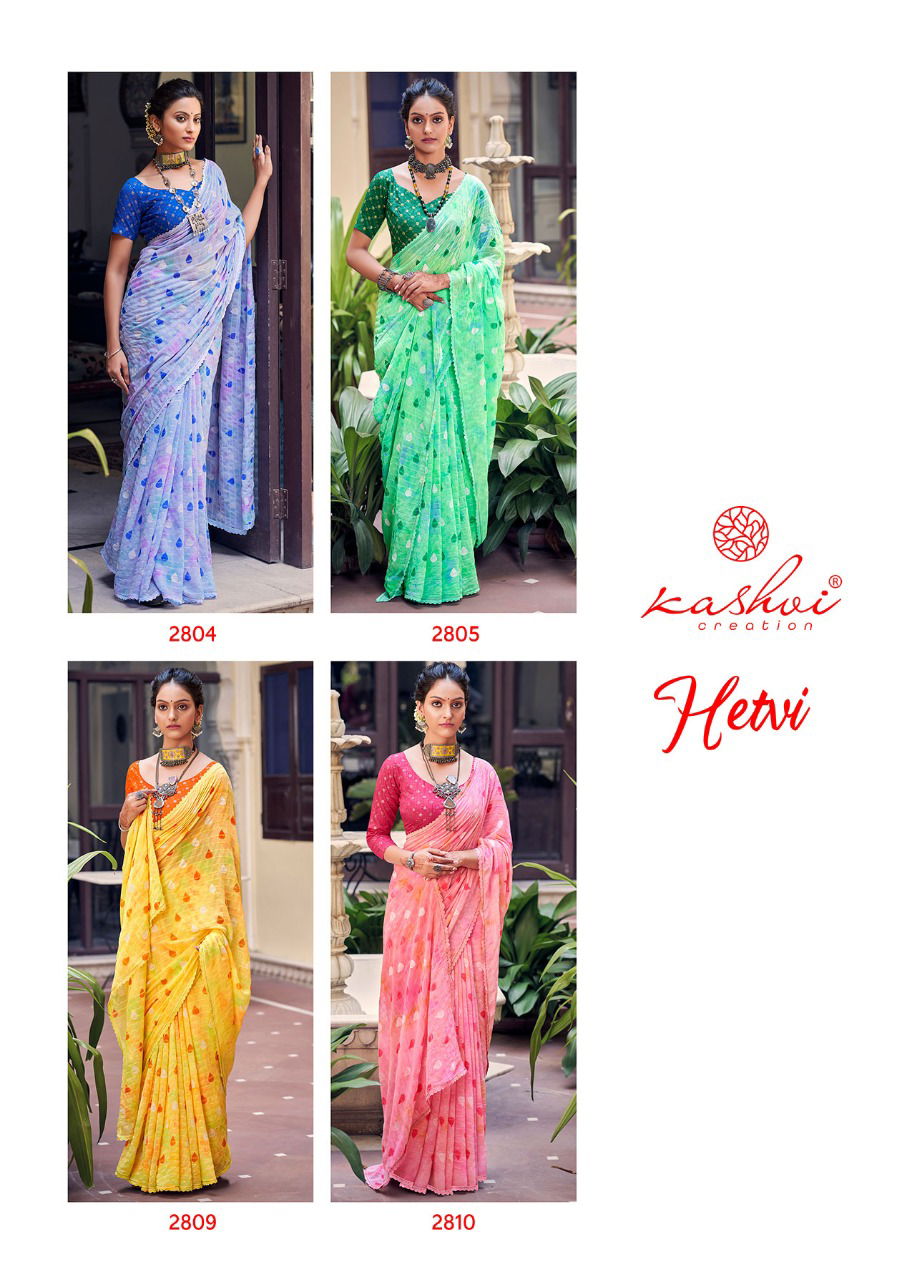 Kashvi Hetvi New Fancy Designer Ethnic Wear Georgette Printed Saree Collection