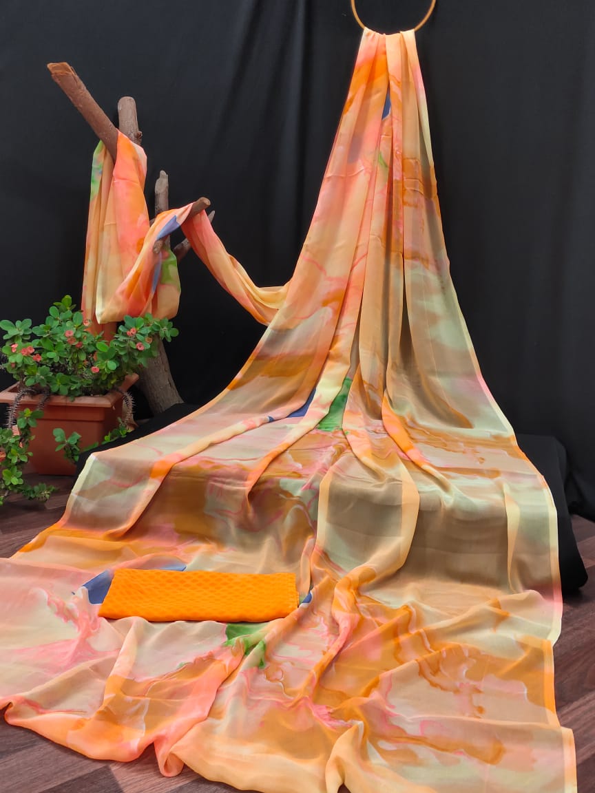 Shrishti 32 Fancy Designer Regular Wear Printed Georgette Saree Collection 