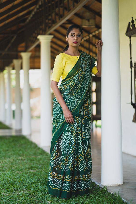 Sc Linen Regular Wear Bandhej Print Latest Saree Collection 