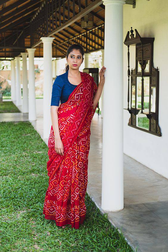Sc Linen Regular Wear Bandhej Print Latest Saree Collection 