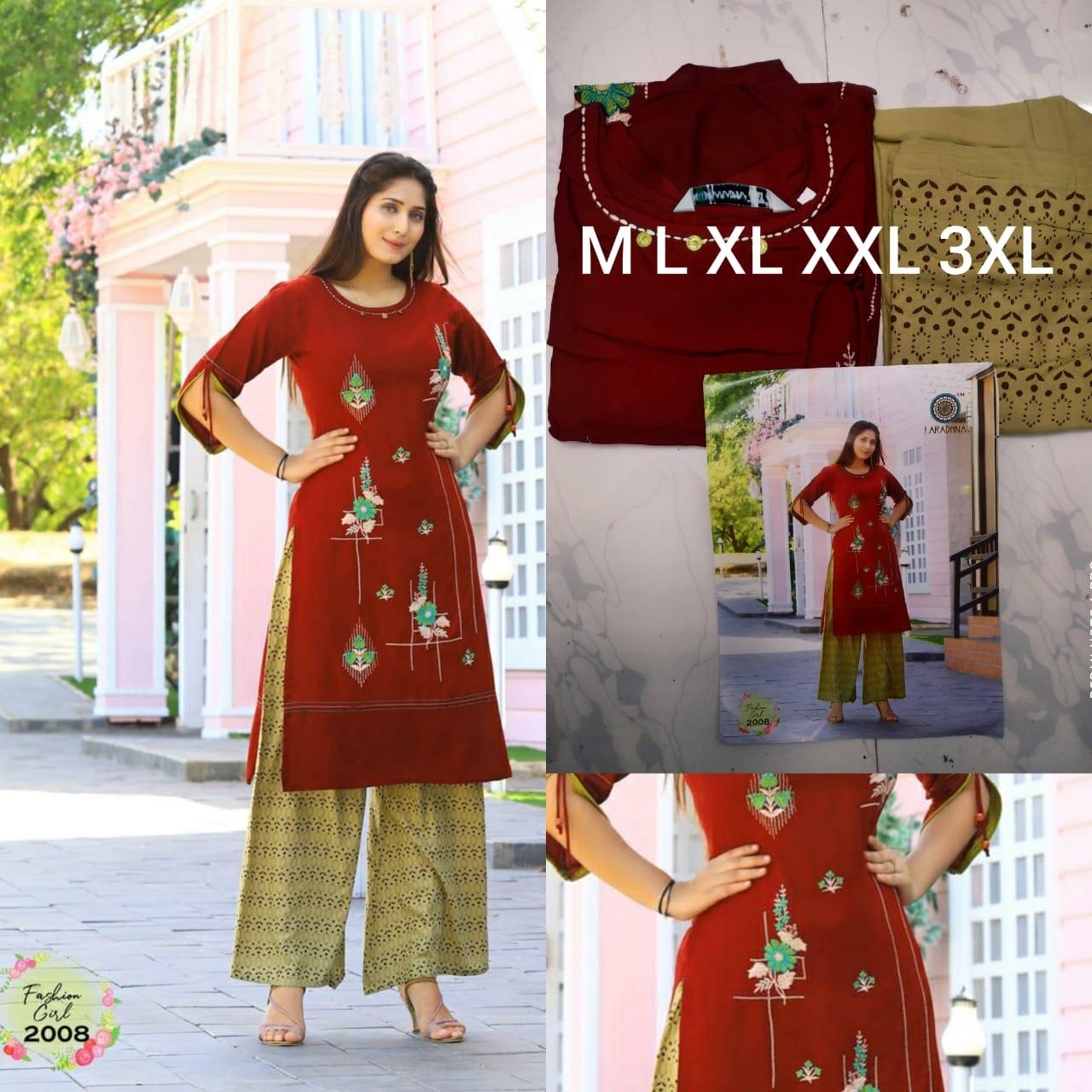 ARADHNA FASHION GIRL VOL 2 Heavy Rayon with Embroidery Work & Manual Work with Heavy Rayon With Ordinary Print & Gold Print Pazzo Kurtis Set Collections