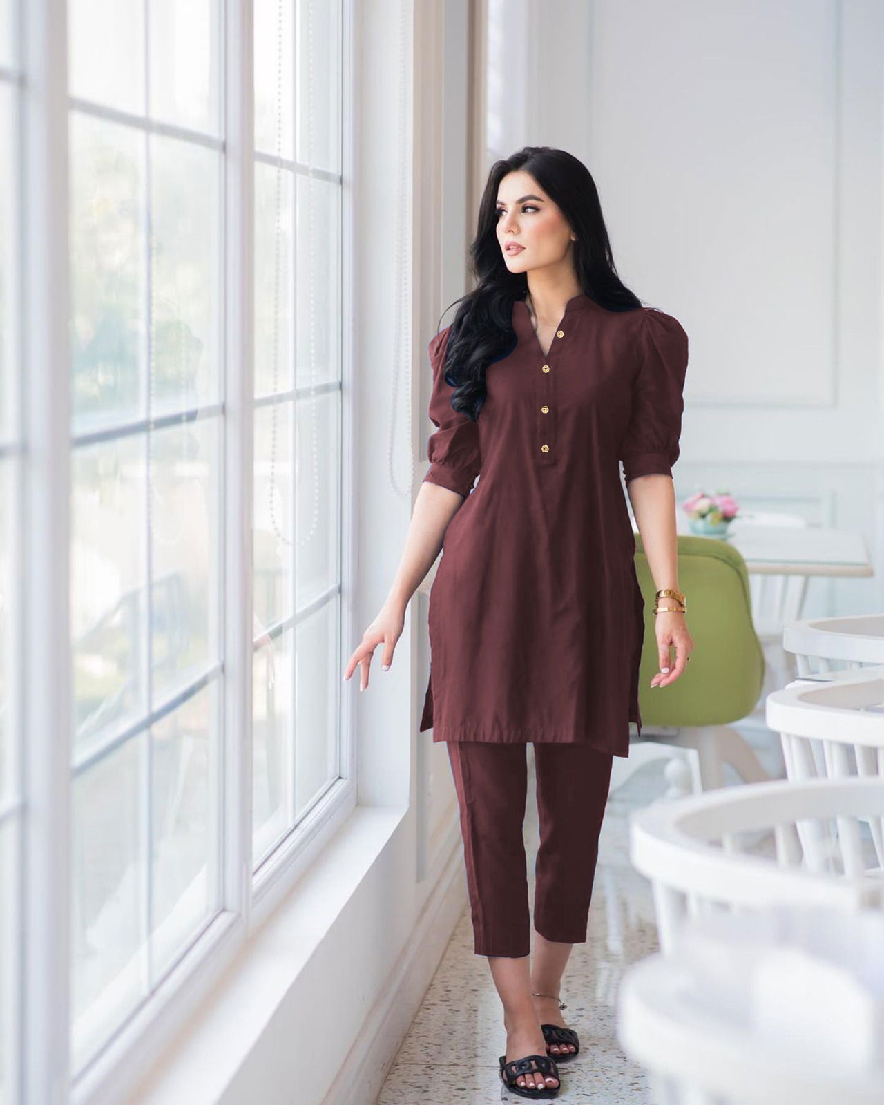 2015 Party Wear Cotton Slub Short Kurti With Bottom Catalog