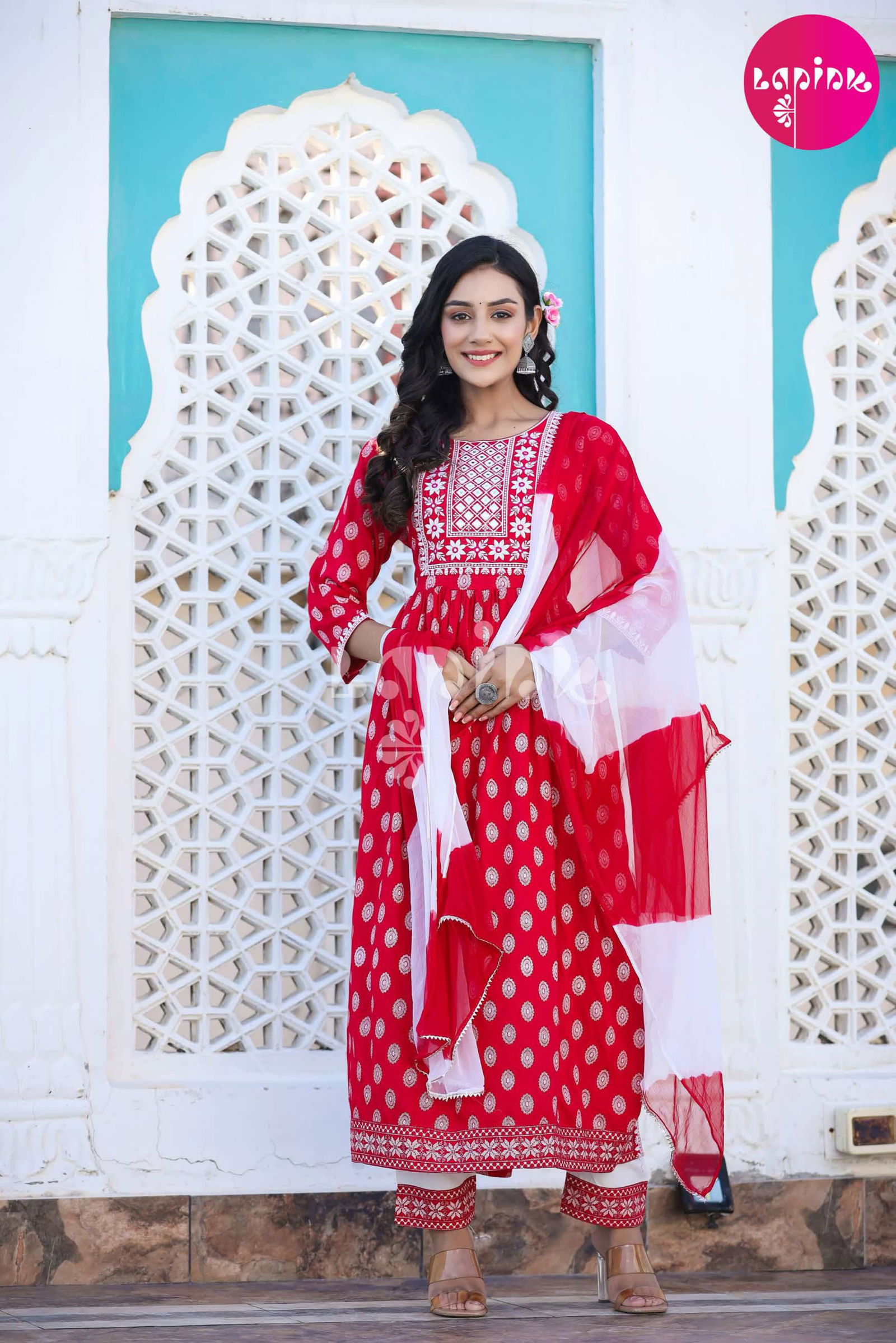 Lapink Nyra 1 Fancy Festive Wear Designer Rayon Ready Made Suit Collection