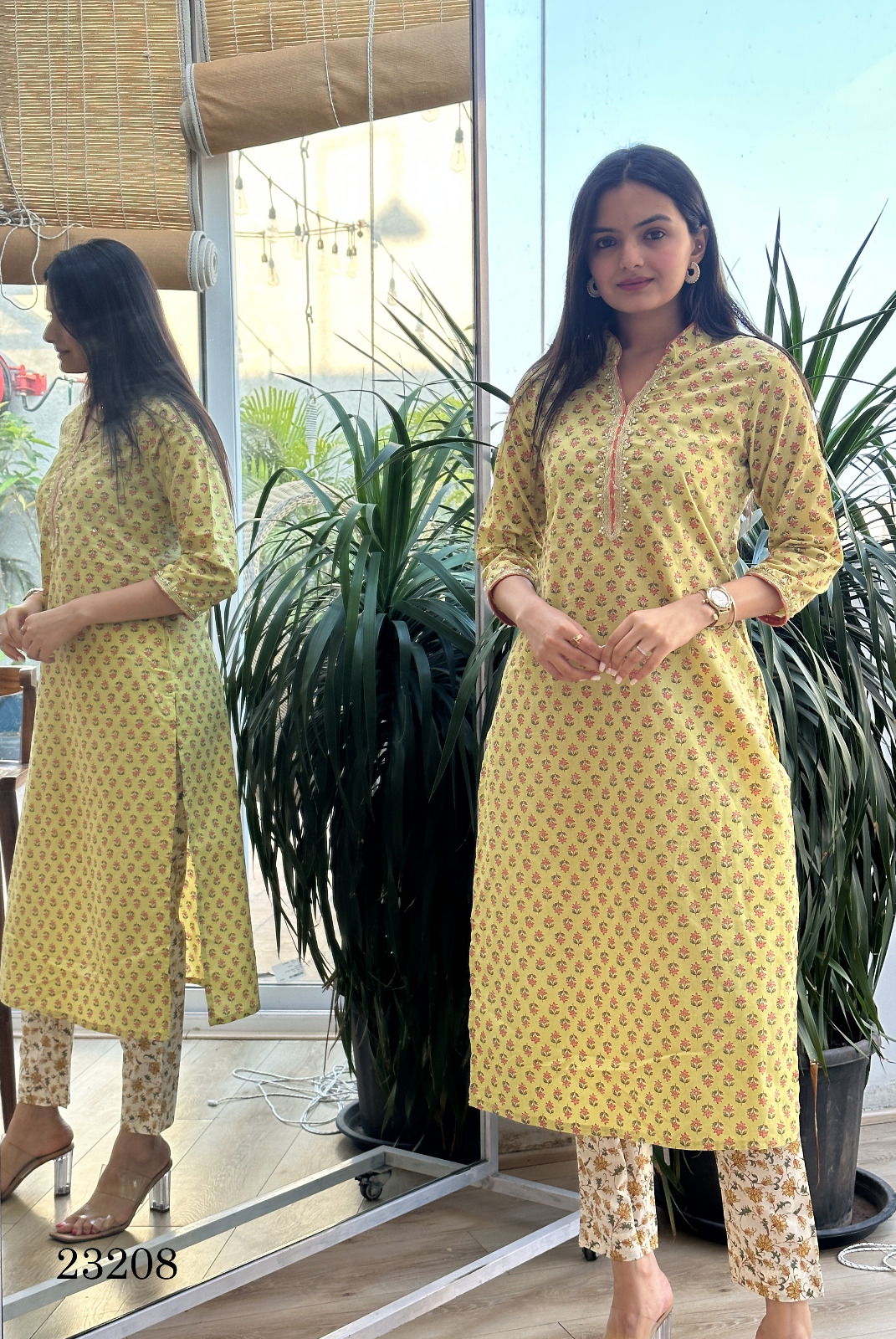 23208 Indira Cambric Cotton Printed Kurti With Bottom Wholesale Online
